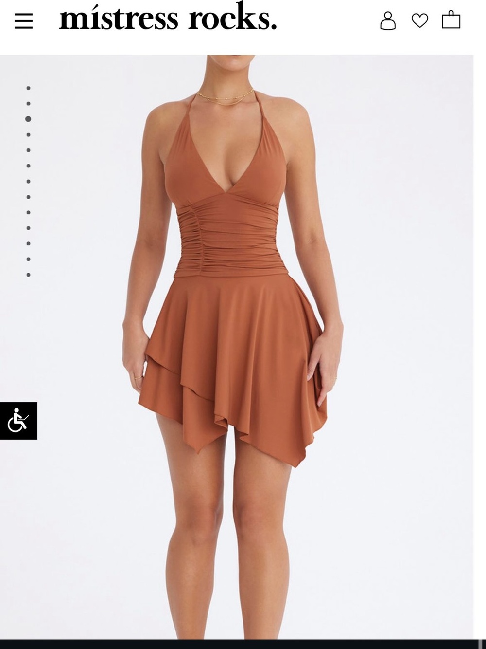 Mistress Rocks Rust Halter Ruched Dress